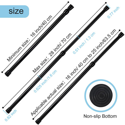 GOOWIN 40-70cm Tension Rod,3 Pcs Tension Rods for Curtains,No Drilling Spring Adjustable Small Tension Rod for Curtain,Bookshelf,Cupboard,Wardrobe