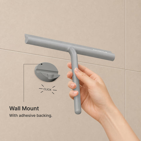 Minismus Silicone Shower Squeegee, No Drilling Bathroom - 28cm Grey Magnet