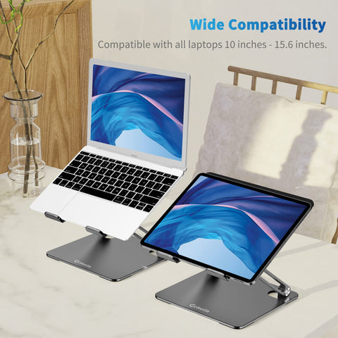 GOKEDA Laptop Stand, Ergonomic Aluminium Alloy Computer Stand for desk, Multi-Angle Adjustable Laptop Riser with Heat-Vent Compatible for Macbook