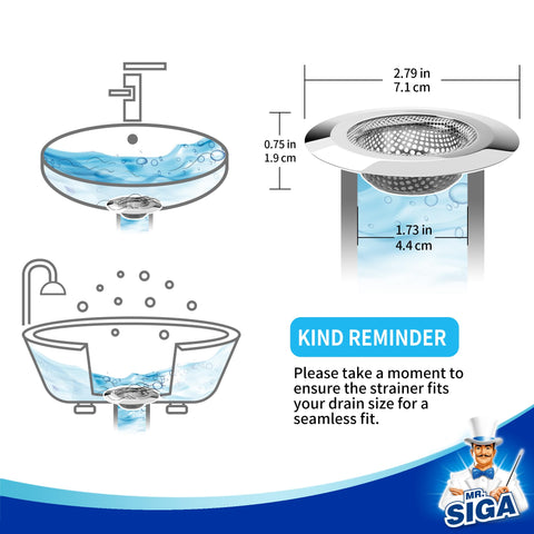 MR.SIGA Bathtub Drain Strainer, Bathroom Sink Drain Strainer, 3 Pack