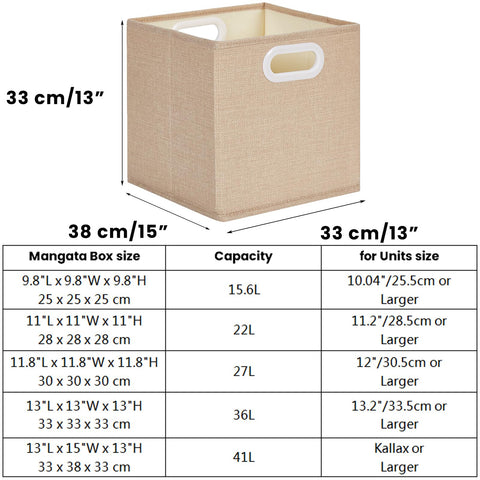 Mangata Cube Storage Boxes 33x38x33cm, Light Khaki, 4Pcs