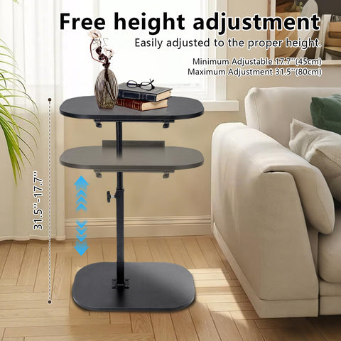 YYW Side Table TV Tray For Couch, Height Adjustable C Shaped Table