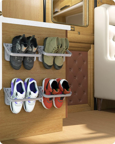 Baffect Shoe Holder Foldable Wall Mounted For Campervan (4 Pcs, Gray)
