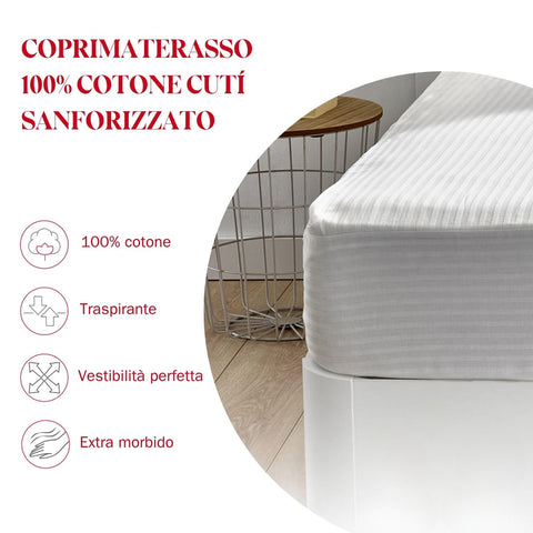 Pikolin Home – Ticking Mattress Protector, 100% Cotton, white, Lit 90-90 x 190/200 cm