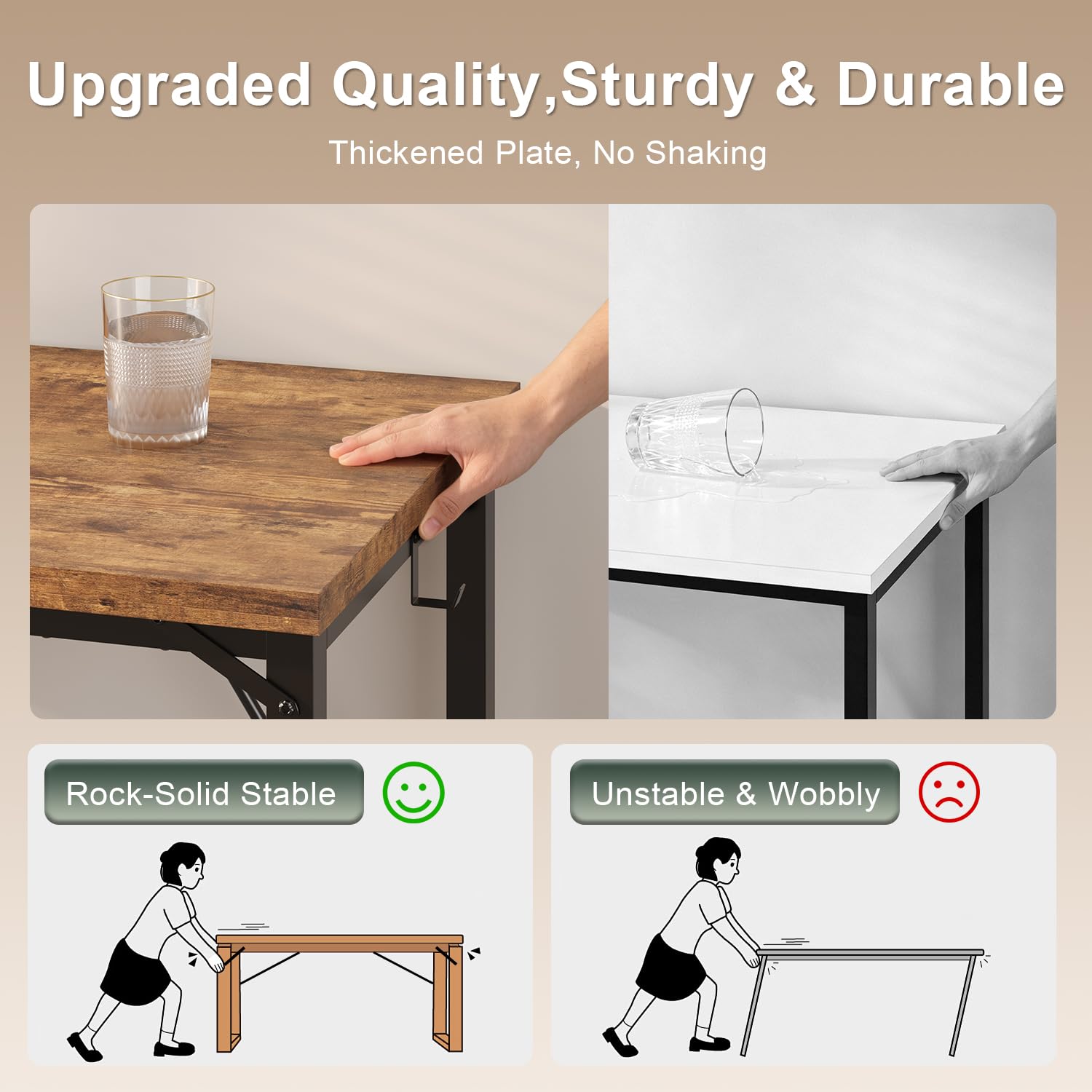 JUMMICO Computer Desk Table Workstation 100 x 50 x 75 cm for Office Living Room Bedroom Simple Assembly Industrial Design Black Desk Metal