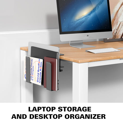 WYYHAA Adjustable Desk Side Laptop Mount, Metal Hanging Notebooks Desk Holder Punch-Free Clamp on for Macbook Pro