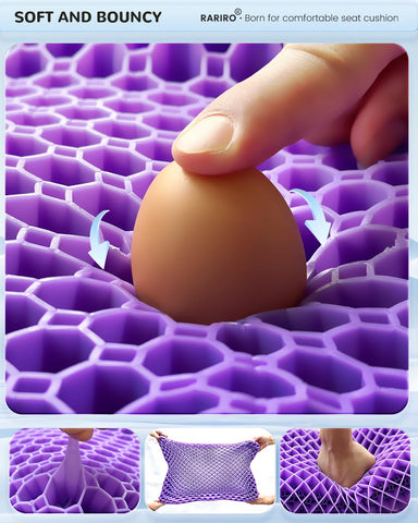 Double-Layer Honeycomb Gel Seat Cushion, Pressure Relief for Long Sitting