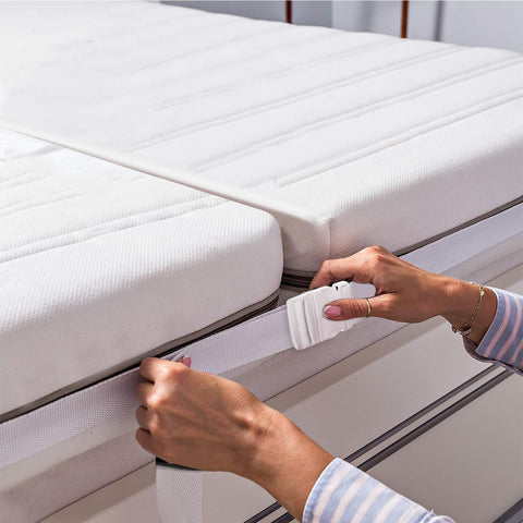X SIM FITNESSX Mattress holder, connects two mattresses to a large lying surface, variably adjustable, mattress stop, holder, double bed bridge