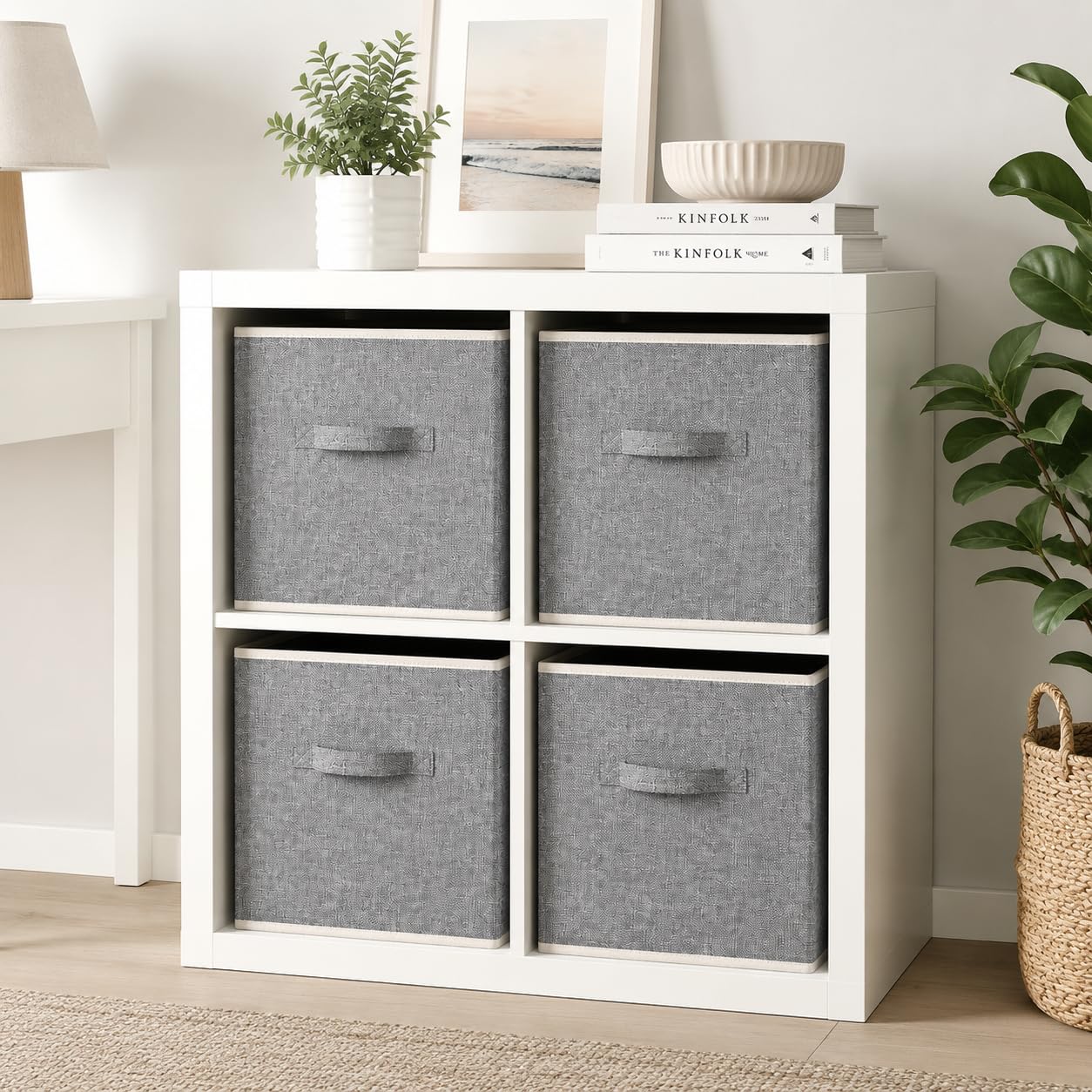 Storage Boxes Clothing Storage Basket for Wardrobe 33Lx 38Wx 33H cm 4XGrey