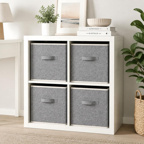 Storage Boxes Clothing Storage Basket for Wardrobe 33Lx 38Wx 33H cm 4XGrey