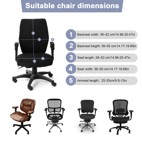 Yolev 4 Pcs Office Chair Covers Set,Computer Universal Protective Stretchable Chair Seat Covers with Armrest Cover,Slipcovers Pads,Cushion Backrest