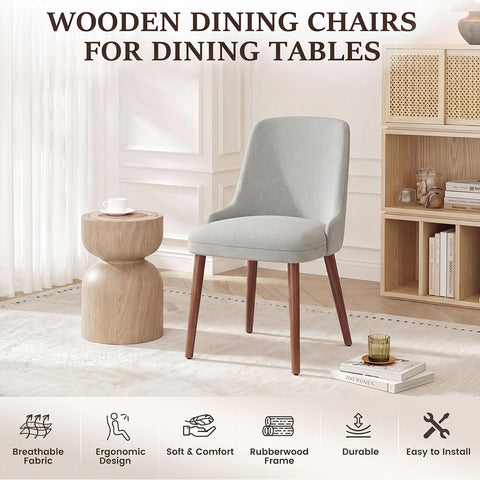 Dining Chairs Set of 4, Upholstered Dining Room Chairs with Ergonomic High Back, Thick Padded Seat, Skin-Friendly Fabric