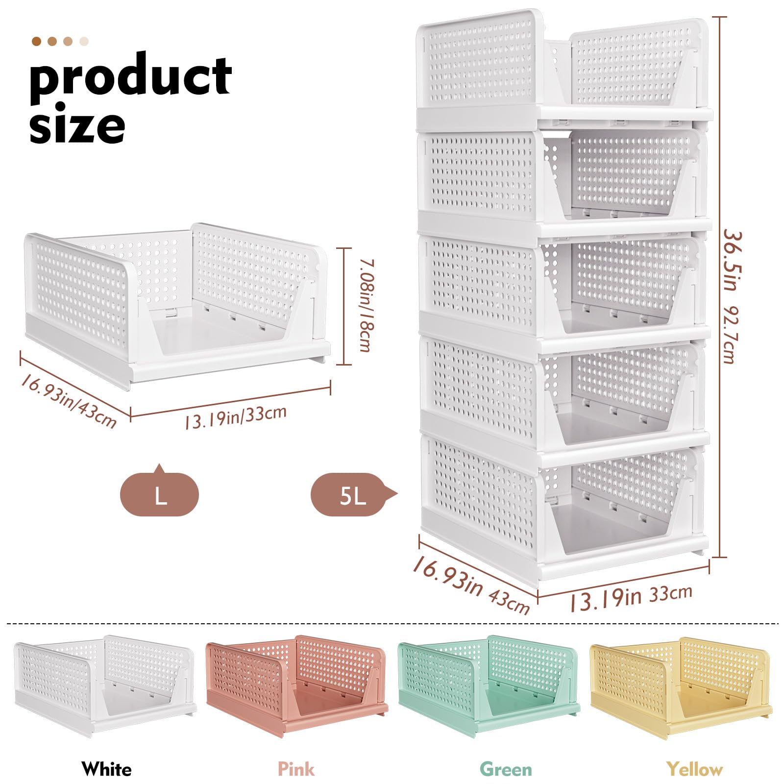 SNSLXH 𝟴𝗣𝗰𝘀 Folding Stackable Closet Storage,Space-Saving Wardrobe