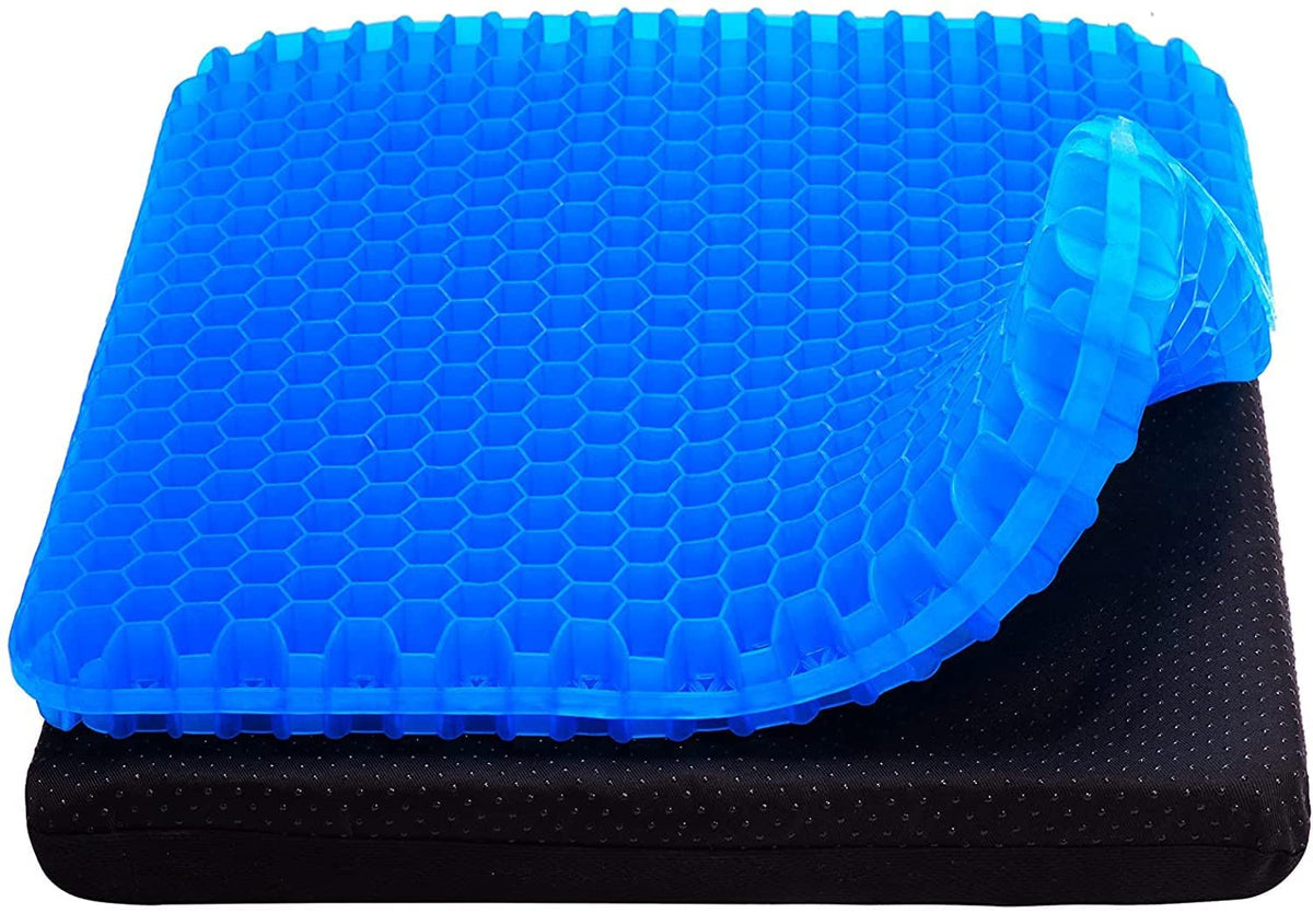 2022 NewLarge Gel Seat Cushion, Honeycomb Design Double Thick Gel Cushion with Relieving Back coccyx Pain Pressure