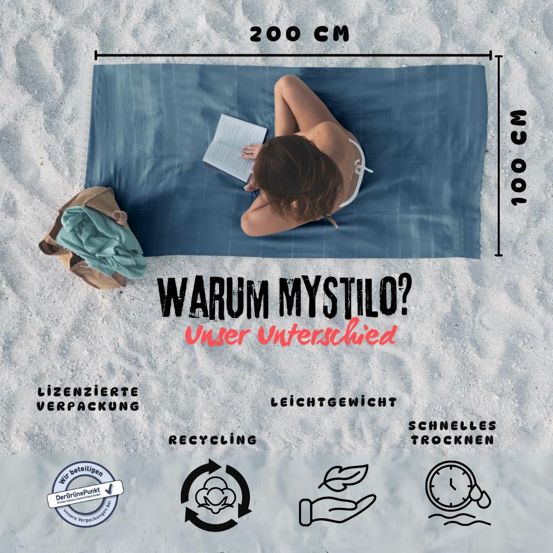 MyStilo® XXL Sauna Towel, Hammam Towel, Large, Soft Bath Towel, 100 x 200 cm, Quick-Drying, Premium Beach Towel, Towel for Men, Women