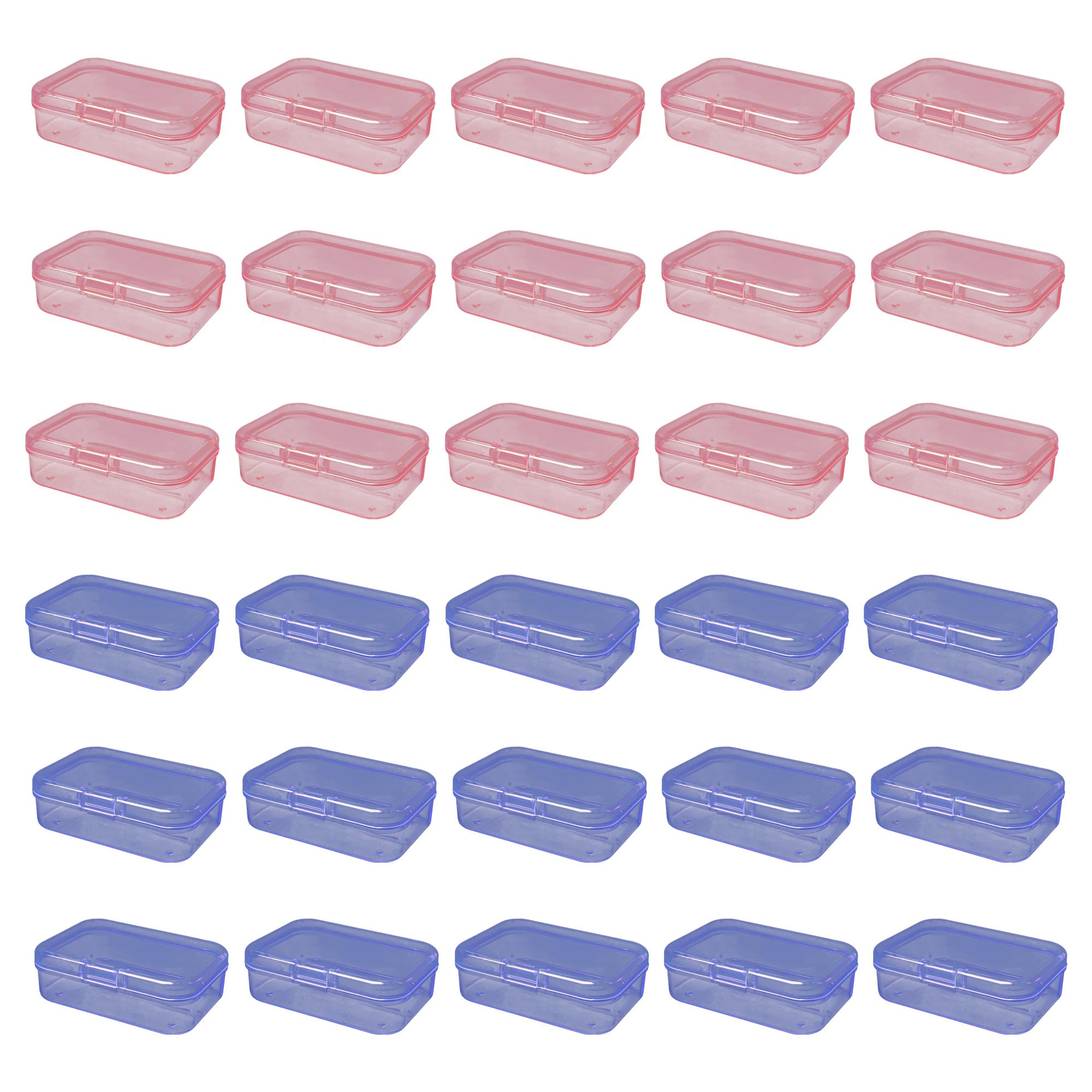 LJY Small Plastic Boxes, 30 Pack, 15 Blue and 15 Pink, 6.5 x 4.5 x 2 cm