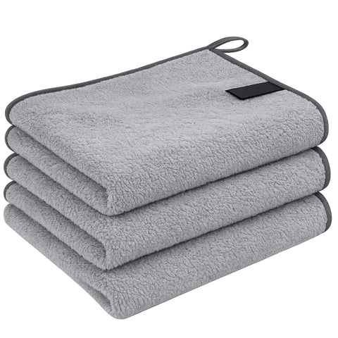 JiangZShangM Microfibre Hand Towels with Hanging Loop, Small Hand Towels Set of 3, Quick Dry Towel for Kitchen and Bathroom Use