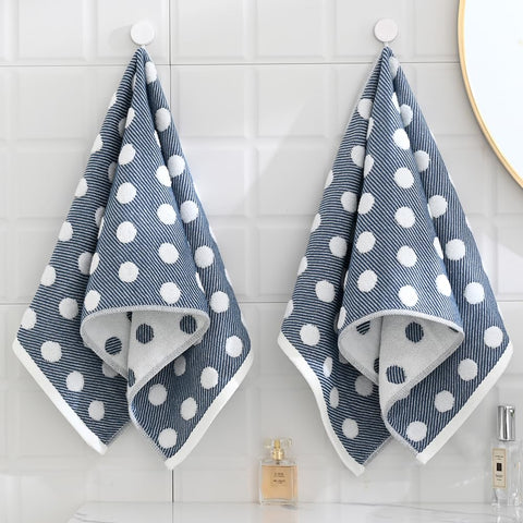 sense gnosis Yellow Jacquard Striped Polka Dot Hand Towels Set of 2 Super Soft 100% Cotton Absorbent White Terry Bath Hand Towels for Bathroom