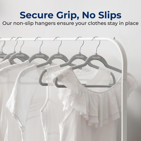 SereneLife Velvet Hangers, Gray, 150-Pack - Non-Slip Adult Coat Hangers