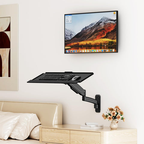 PUTORSEN Wall Mounted Keyboard Tray, Pneumatic Spring, Height Adjustable