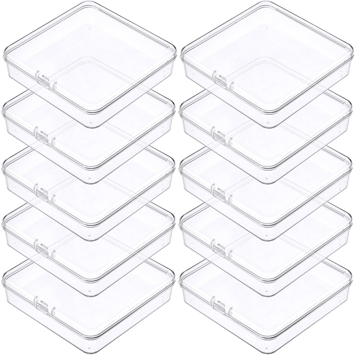 Prmape Pack of 10 Storage Boxes with Lid, Large, 10.5 x 10.5 x 1.8 cm, Rectangular Empty Mini Storage Box