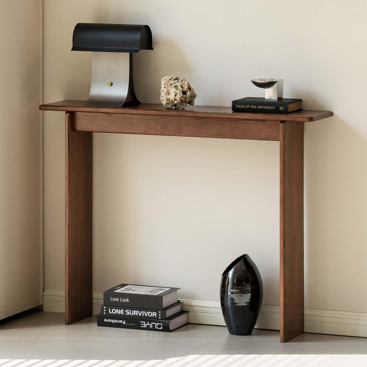 YESWOOD Solid Wood Console Table for Entryway, Narrow Entrance Table for Small Spaces, Modern Entryway Table with Wall-Fit Design