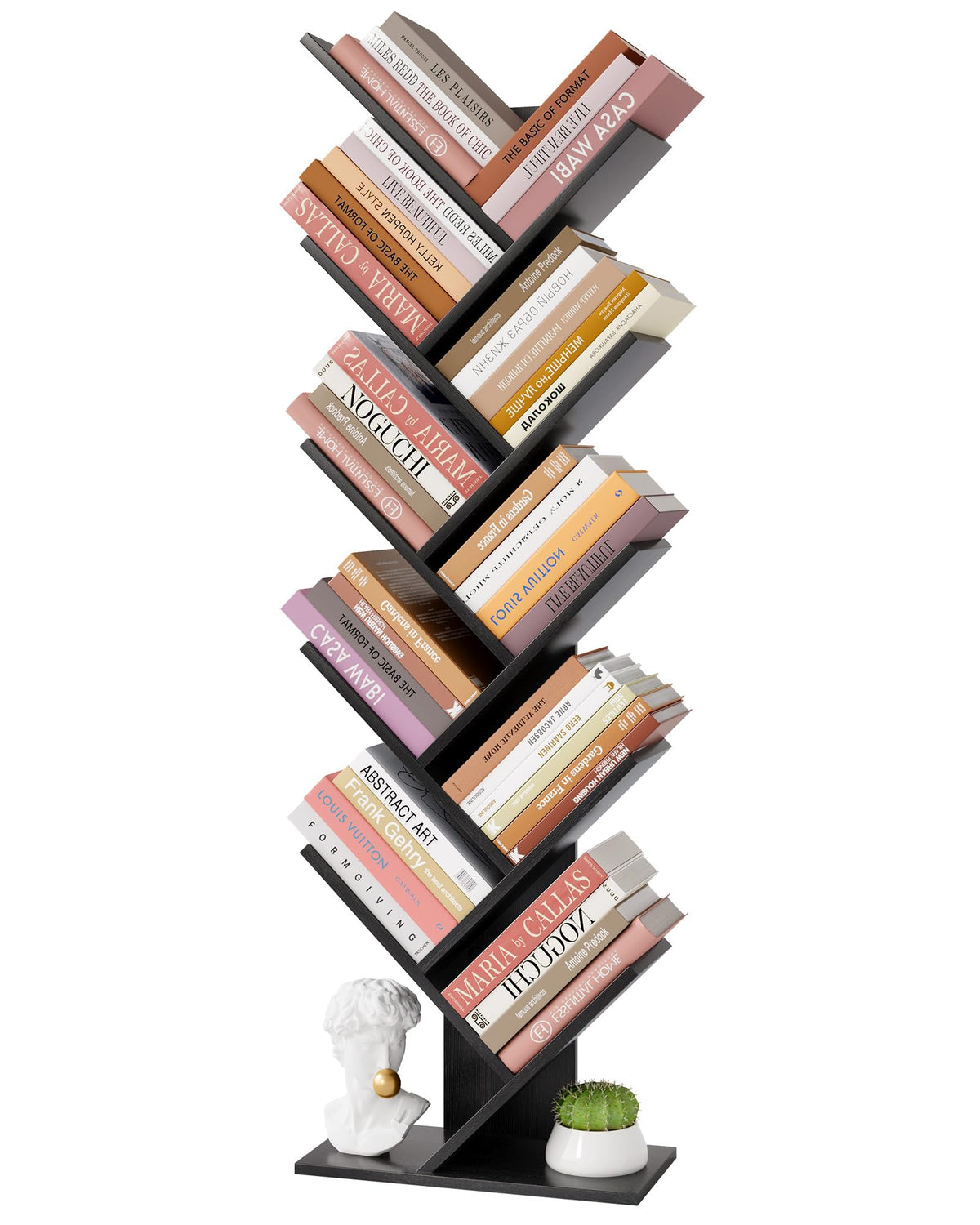 Hoctieon 10 Tier Tree Bookshelf, 10 Shelf Bookcase, Free Standing Tree Bookcase, Display Floor Standing Shelf for Books
