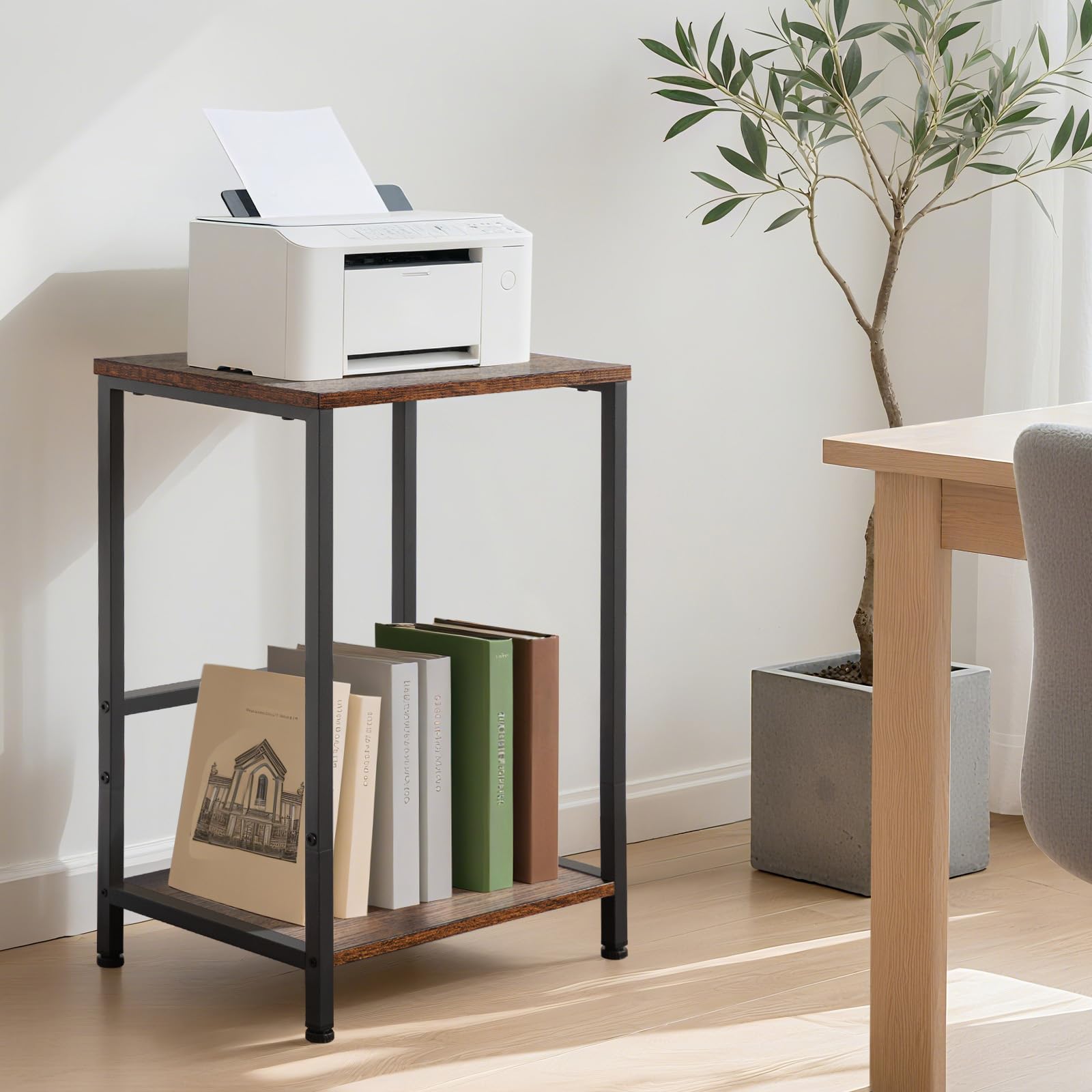 AMHANCIBLE Side Table, Bedside Table, 2-Tier Coffee Table for living room