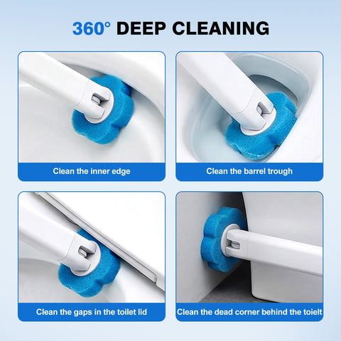 Seivunol Disposable Toilet Brush Set with 48 Refills, 1 Toilet Wands & 1 Brush, Durable Hygienic Toilet Brush