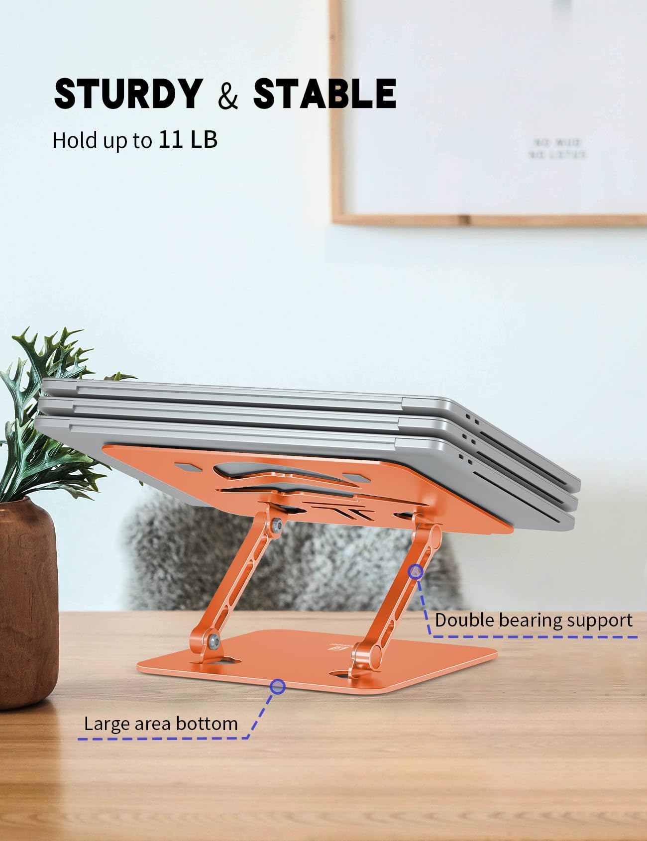 Tobeoneer Aluminum Adjustable Laptop Stand for Desk,Foldable, 10-16"