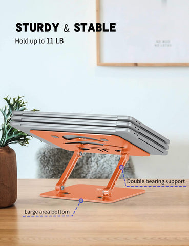 Tobeoneer Aluminum Adjustable Laptop Stand for Desk,Foldable, 10-16"