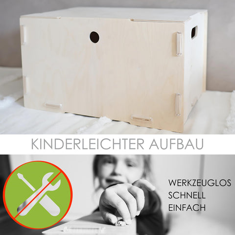 clipfritz - Wooden Box with Lid (unpainted approx. 40 x 30 x 23 cm) Large Wooden Storage Box - Boxes/Boxes for Storing Toys, Books, Photos, Toys