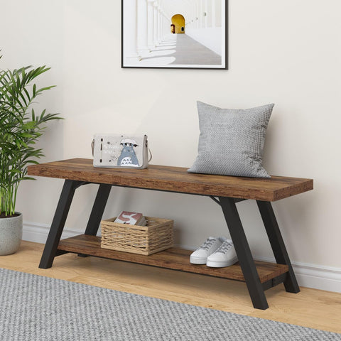LVB Shoe Storage Bench Entryway Benches for Hallway 120cm Rustic Brown