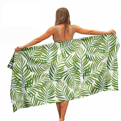 Ulticool Microfibre Towel - Rainforest Natural Green - 160 x 80 cm - Lightweight Travel Towel Quick Drying Bath Towel Beach Towel Sauna Towel