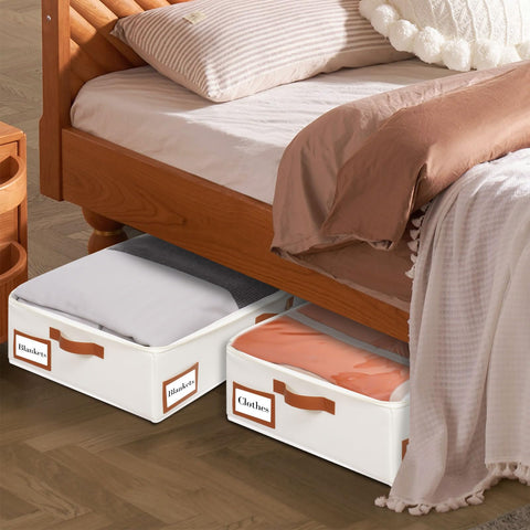 Yawinhe 48L Under Bed Storage Containers,1 Pack Closet Organizers,Beige