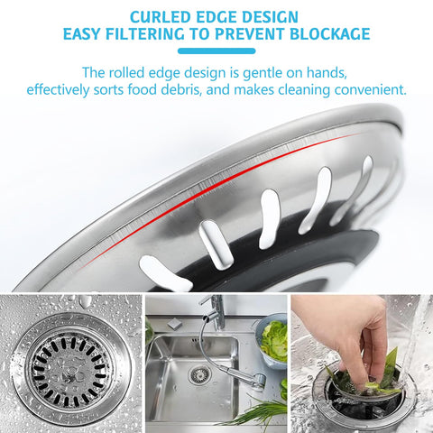 2 Pack Kitchen Sink Strainer, Stainless Steel Sink Plug Replacement, Sink Drain Stopper 3.15 Inch, Hole Diameter 80mm