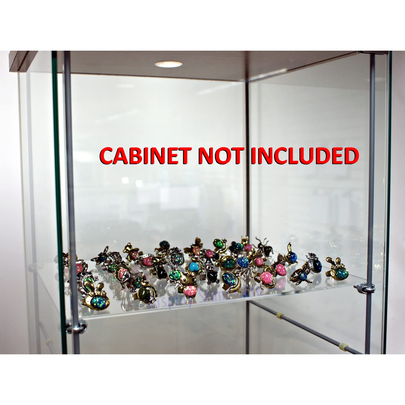 Display Stands Set of 4 Extra Acrylic Shelves with Brackets to Fit I kea De tolf Cabinet (DSA/IK-x4FBA)
