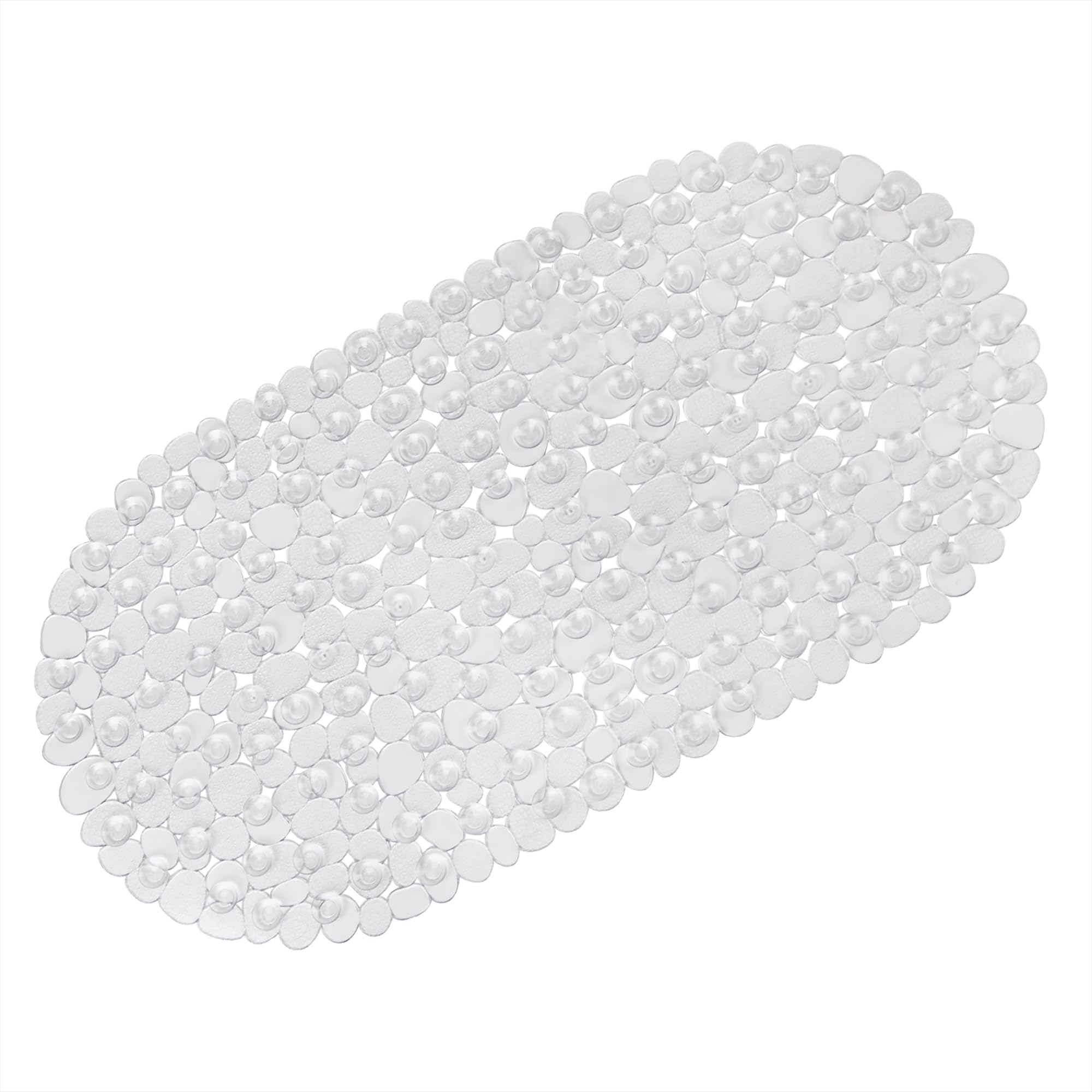 WELTRXE Non Slip Bath Mats for Inside Bath, 69 x 36 cm Clear Pebble Bath Mat Non Slip Anti Mould, Anti Slip Shower Mat