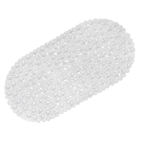 WELTRXE Non Slip Bath Mats for Inside Bath, 69 x 36 cm Clear Pebble Bath Mat Non Slip Anti Mould, Anti Slip Shower Mat