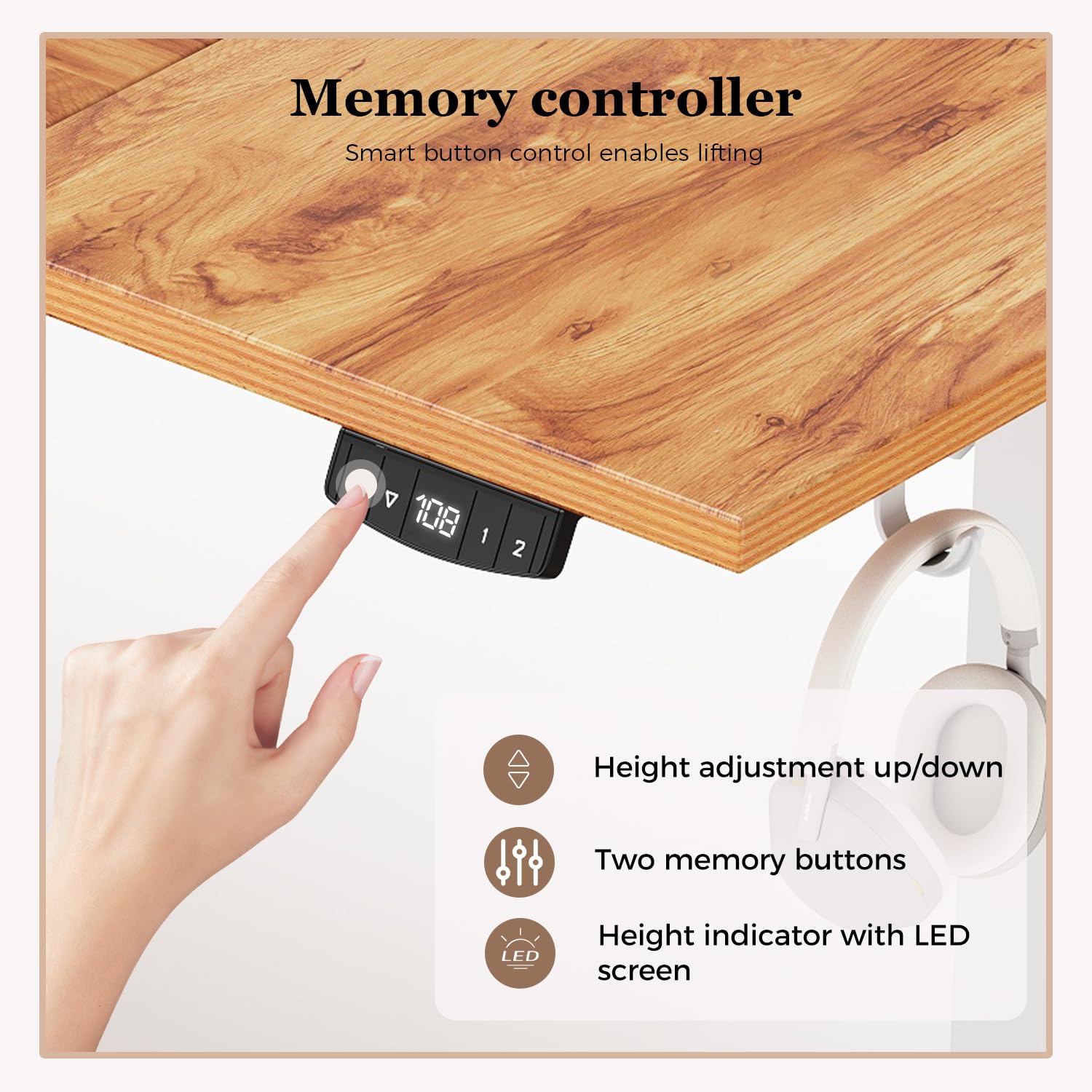 Klicelor Height-Adjustable Electric Desk, 120x80 cm Sit-Stand Office Desk, Computer Desk with Memory Function, Standing Desk