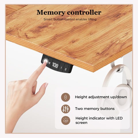 Klicelor Height-Adjustable Electric Desk, 120x80 cm Sit-Stand Office Desk, Computer Desk with Memory Function, Standing Desk
