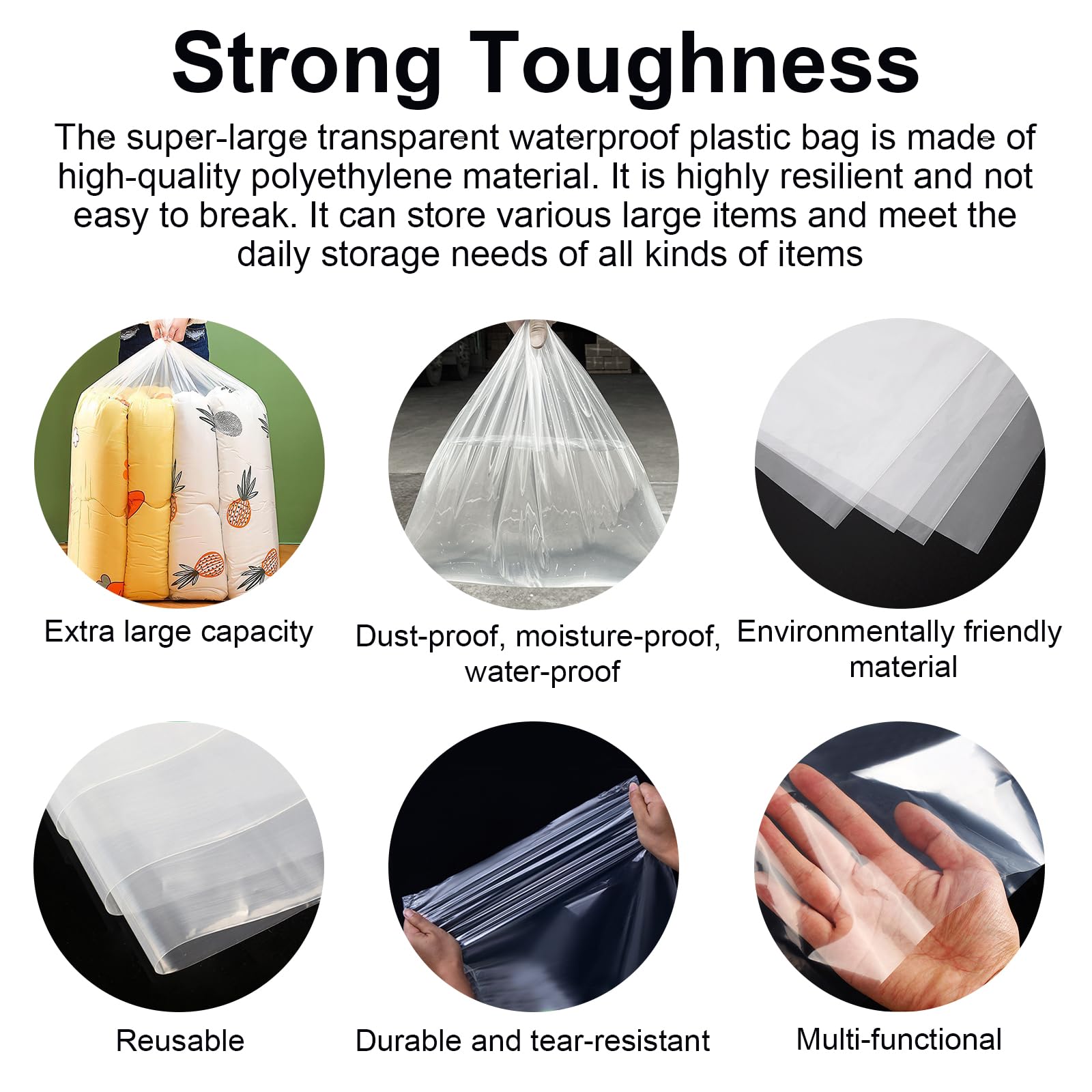 MAIXINNEW 4 Pcs Extra Large Clear Plastic Bags for Furniture 90x120cm