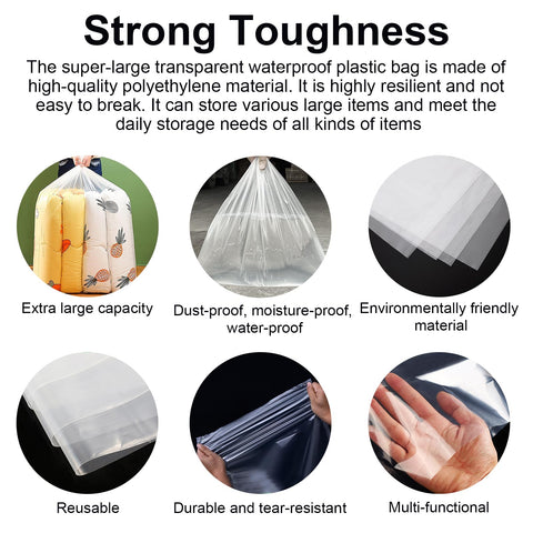 MAIXINNEW 4 Pcs Extra Large Clear Plastic Bags for Furniture 90x120cm