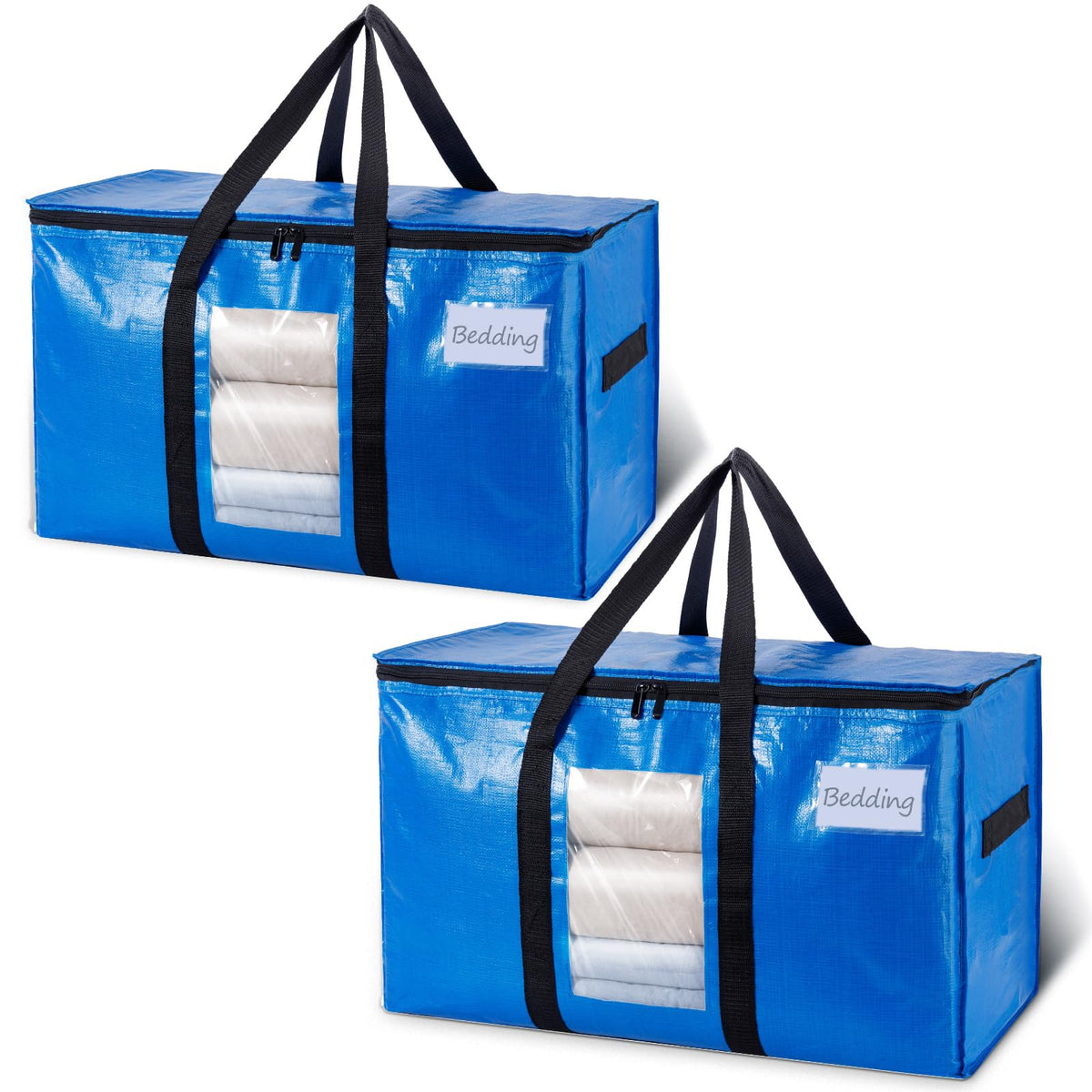 TAILI Extra Large Moving Bags Heavy Duty 2 Pack Blue, Clear Window