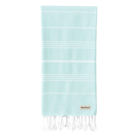Blue Beach Turkish Towel - 100x180cm Large Turkish Hammam Peshtemal Towel - Super Absorbent, Quick Dry, Sand Free, Lightweight