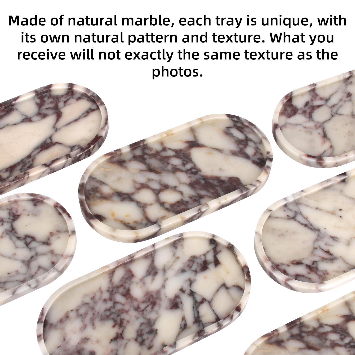 Natural Marble Tray Oval, Calacatta Viola, 30 x 15 x 2 cm