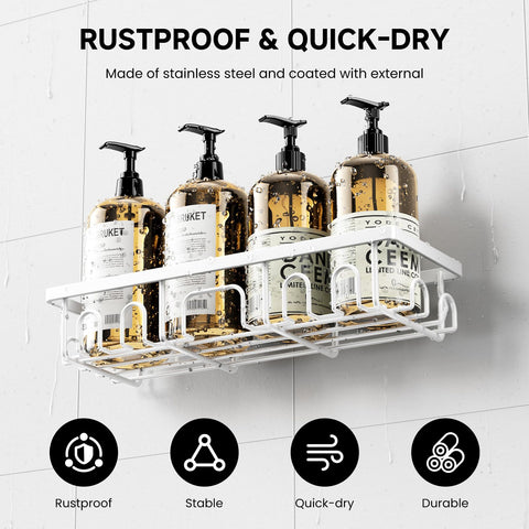 Deyhoc 5 Pack Rustproof Stainless Steel Shower Caddy - White