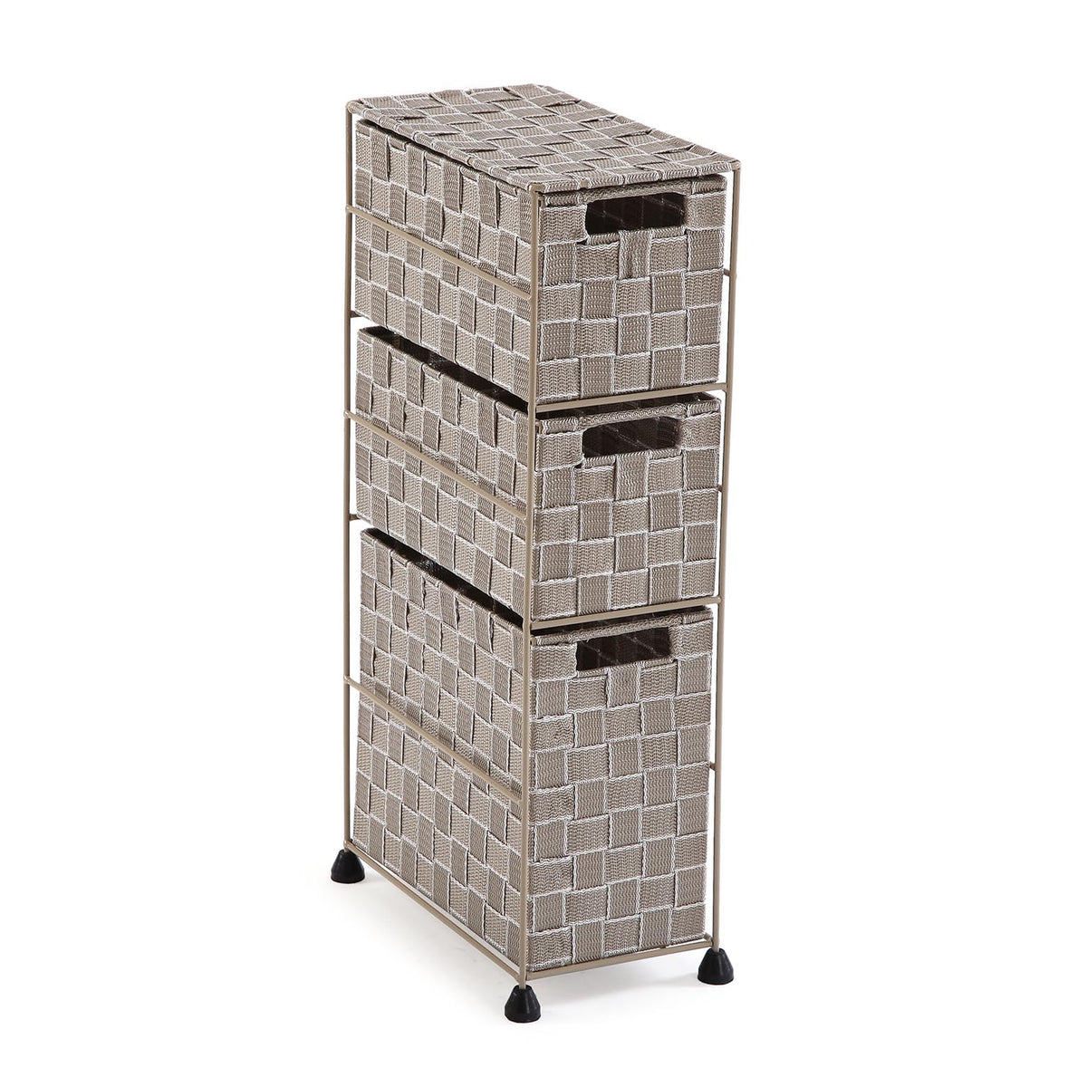 Versa Nilo Auxiliary Bathroom Furniture, Bathroom shelf with 3 storage baskets, Dimensions (H x W x D) 57 x 15.5 x 28 cm, Textured Plastic