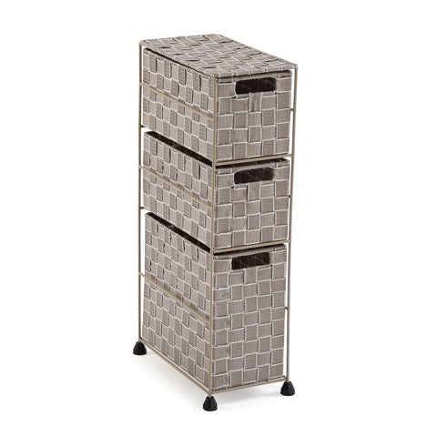 Versa Nilo Auxiliary Bathroom Furniture, Bathroom shelf with 3 storage baskets, Dimensions (H x W x D) 57 x 15.5 x 28 cm, Textured Plastic
