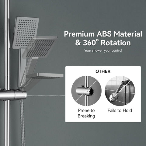 Auralum 70cm Shower Riser Rail - Adjustable 360°Swivel Shower Head Holder - Anti-Corrosion Premium Stainless Steel